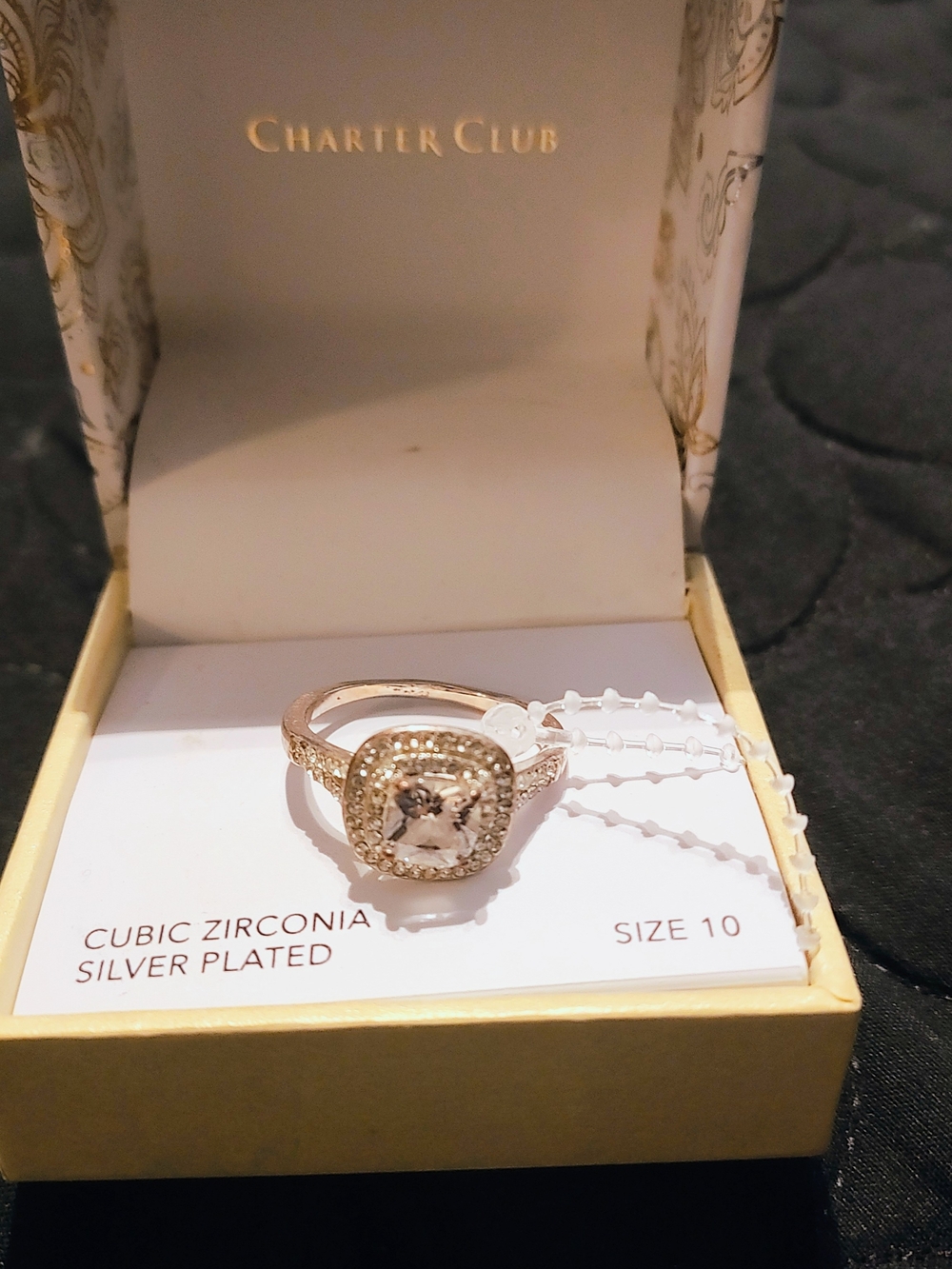 Charter Club Rose Gold-Tone Cubic Zirconia Halo Ring